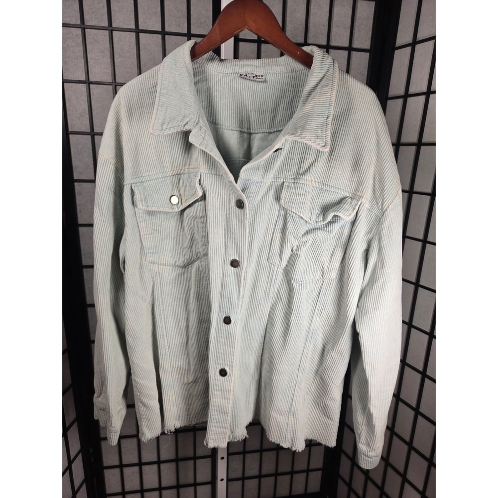 Katydid Corduroy Shacket Jacket Light Blue Pastel Oversized Button Up Boho Coast